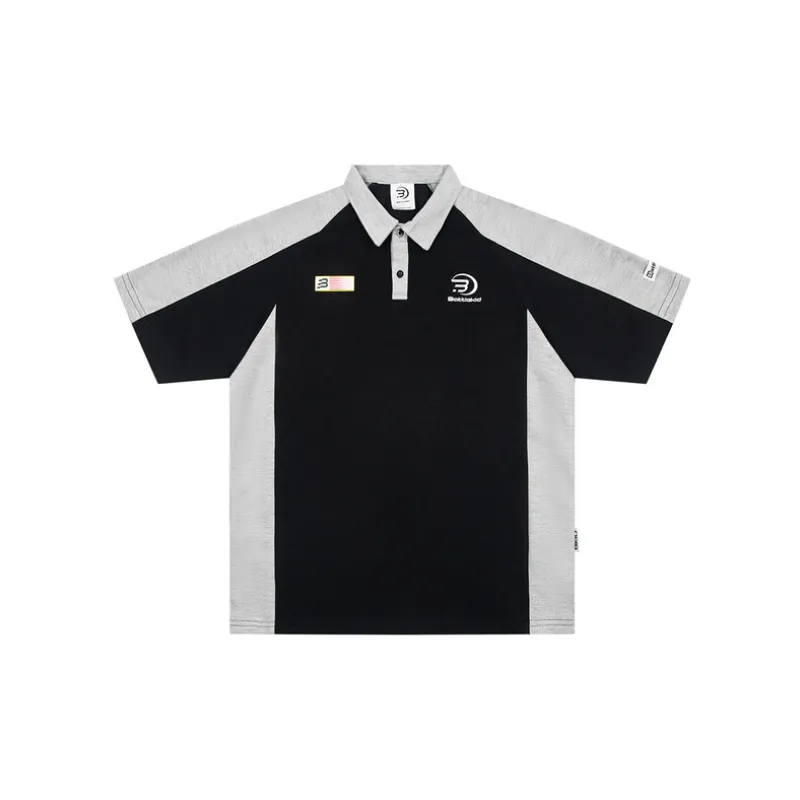 Retro Trendy Stitching Polo Shirt-0