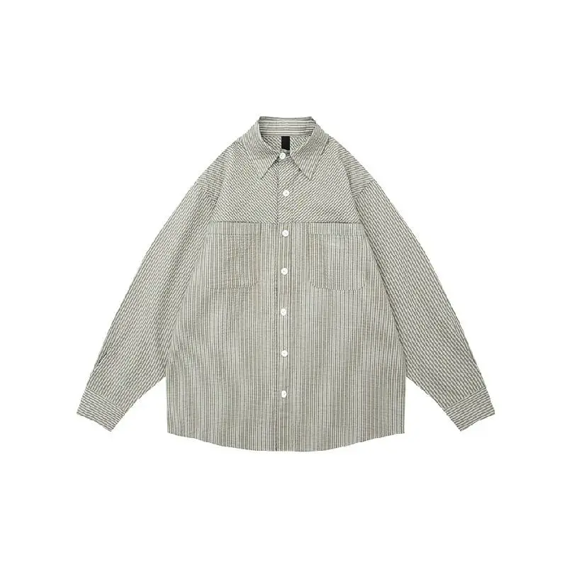 Retro Striped Blended Synthetic Fabrics Shirt