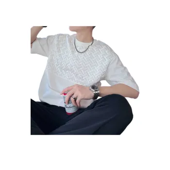 Short Sleeved Woven Texture T Shirt