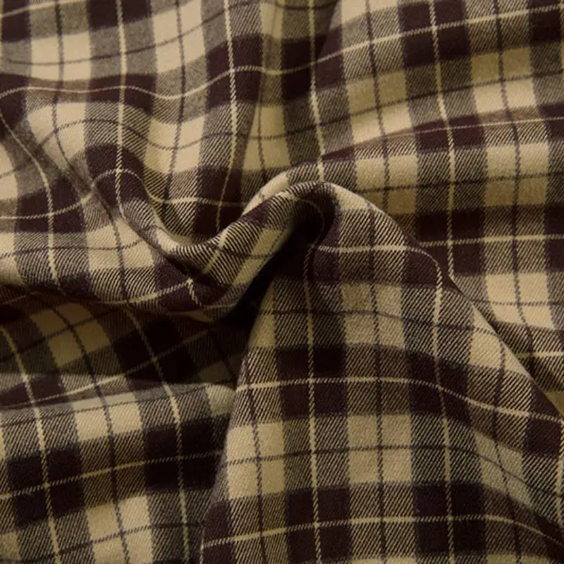 Plaid Raw Hem Cotton Blended Fabric Shirt-5