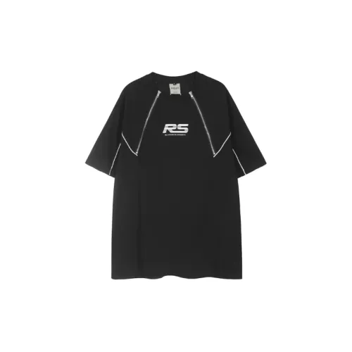 Double Zipper Short Sleeved Cotton T Shirt