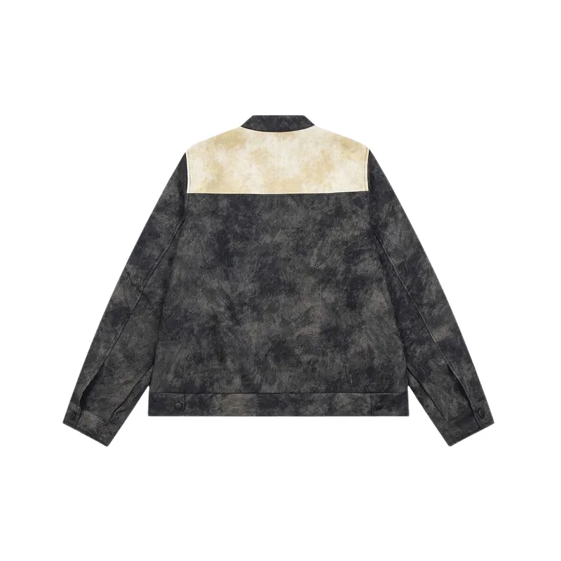 Embroidery Loose PU Jacket-1