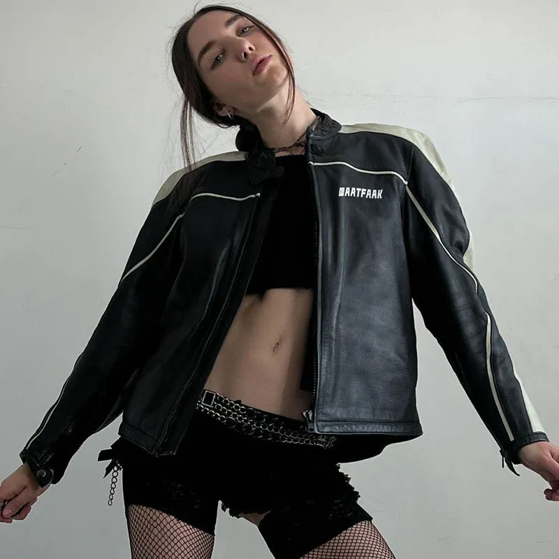 Street Zipper Leather Jacket-2
