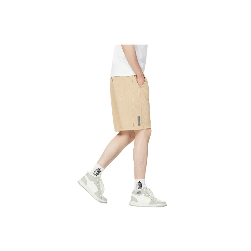 Loose Plain Waffle Checks Casual Shorts-2