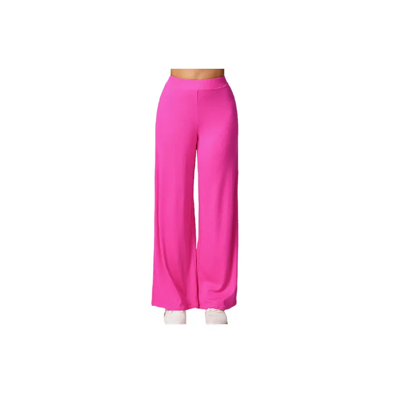 Sporty Loose Rayon Ribbed Fabric Casual Pants Women-6