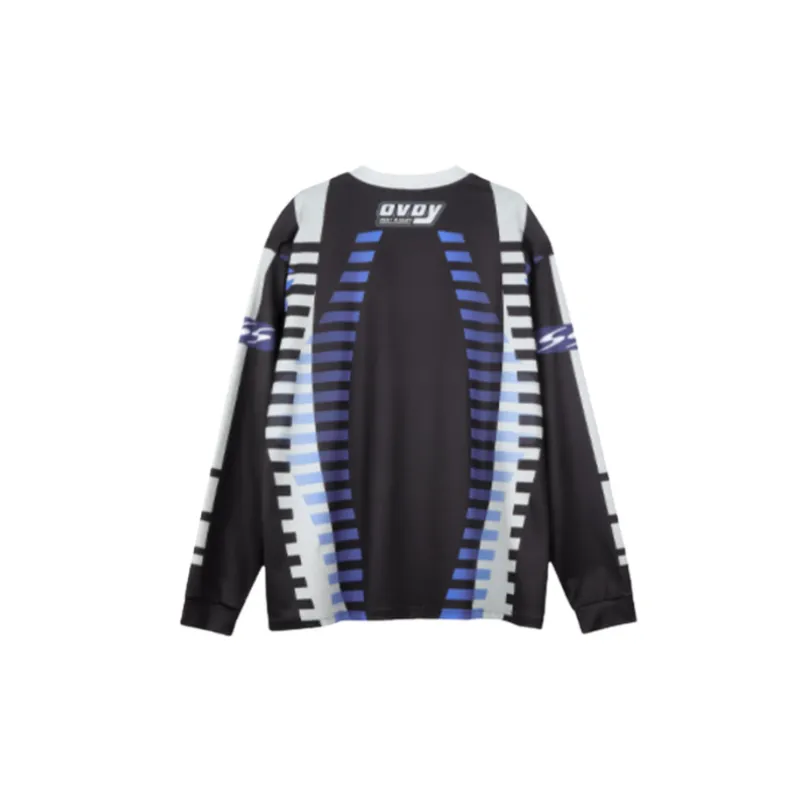 Racing Style Long Sleeve Combed Cotton Loose Letter Creative Retro Trendy T Shirt-1