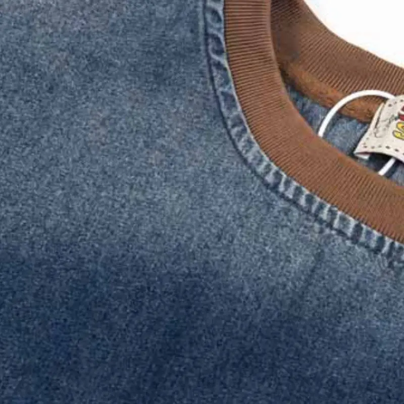 Loose Embroidery Denim T Shirt-3