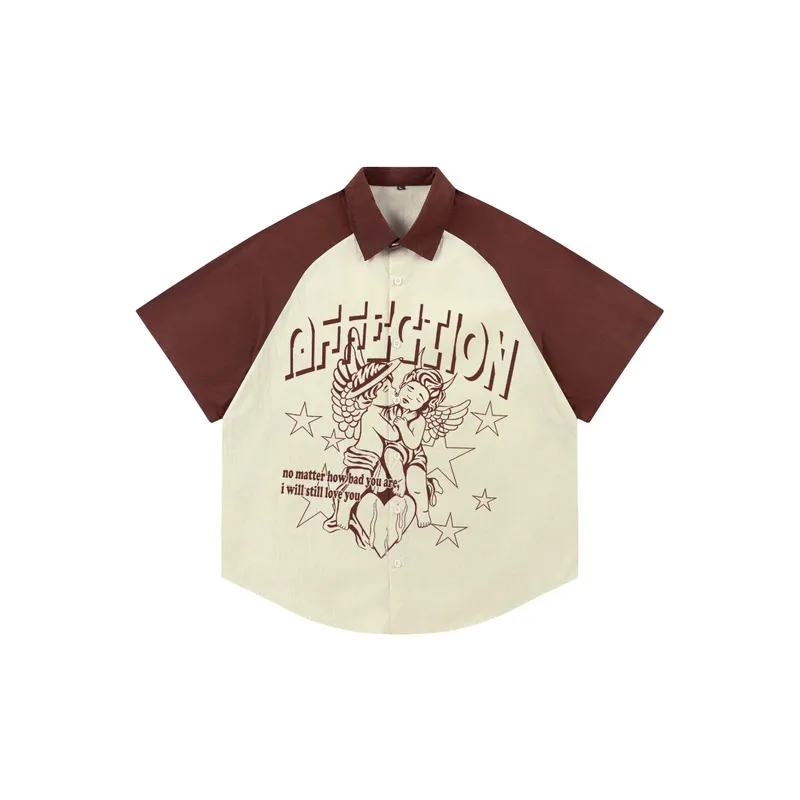 Loose Casual Angel Print Shirt-10