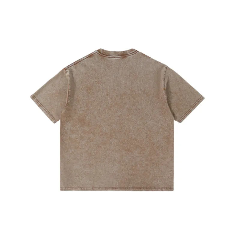 Retro Washed Cotton Blended Fabric T Shirt-1