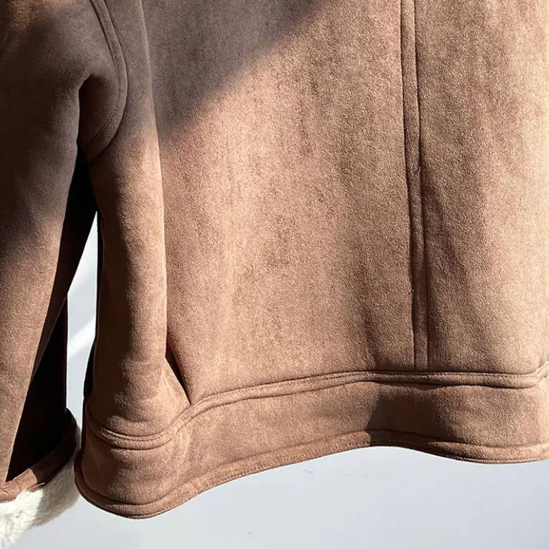 Fashionable Loose Suede Fabric Jacket-2