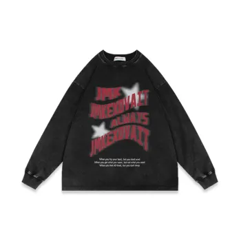 Loose Five Pointed Star Letter Print Long Sleeve Shirt
