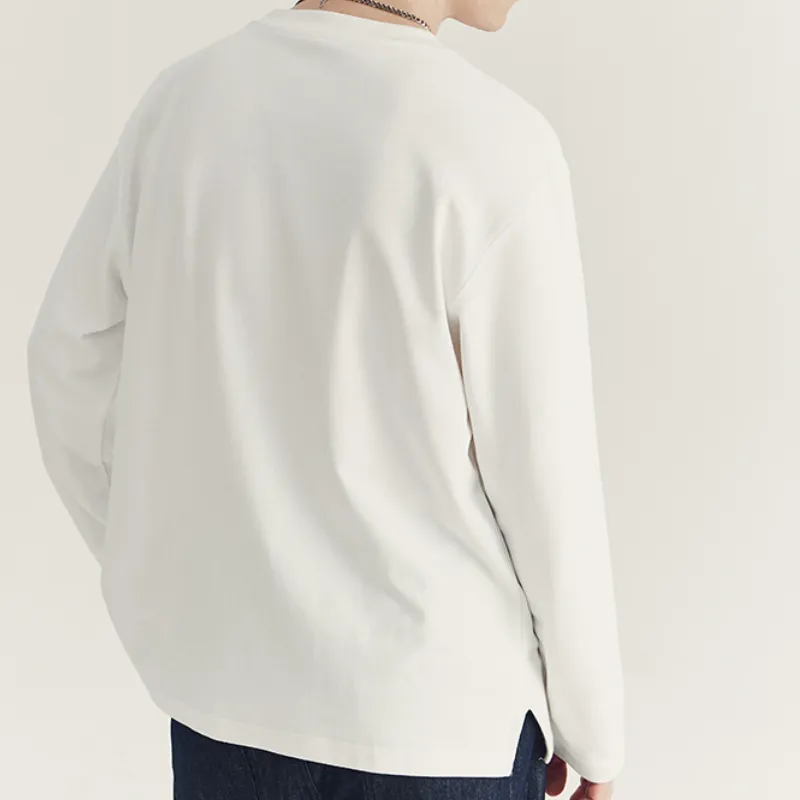 Plain Loose Cotton Blended Fabric T Shirt-1