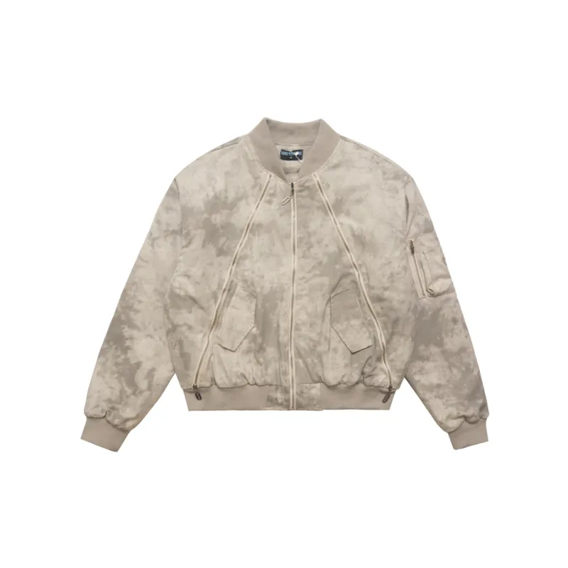 Tie Dye Camouflage Quilted Baseball Coat Jacket