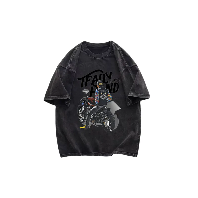 Street Loose Washed Cotton T Shirt-0