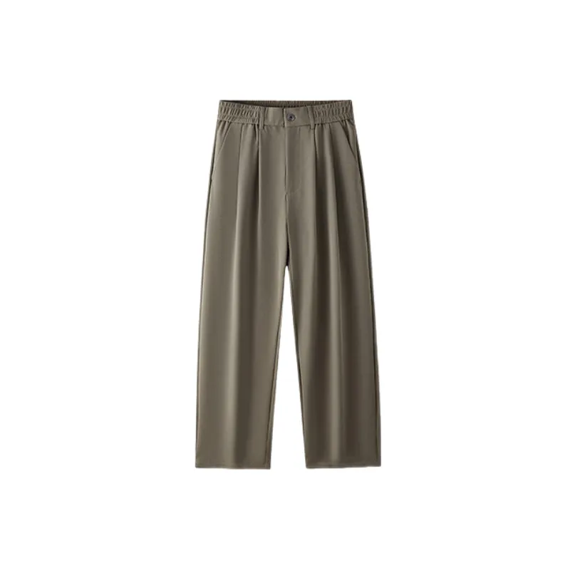 Casual Straight Leg Blended Synthetic Fabrics Suit Trousers-3