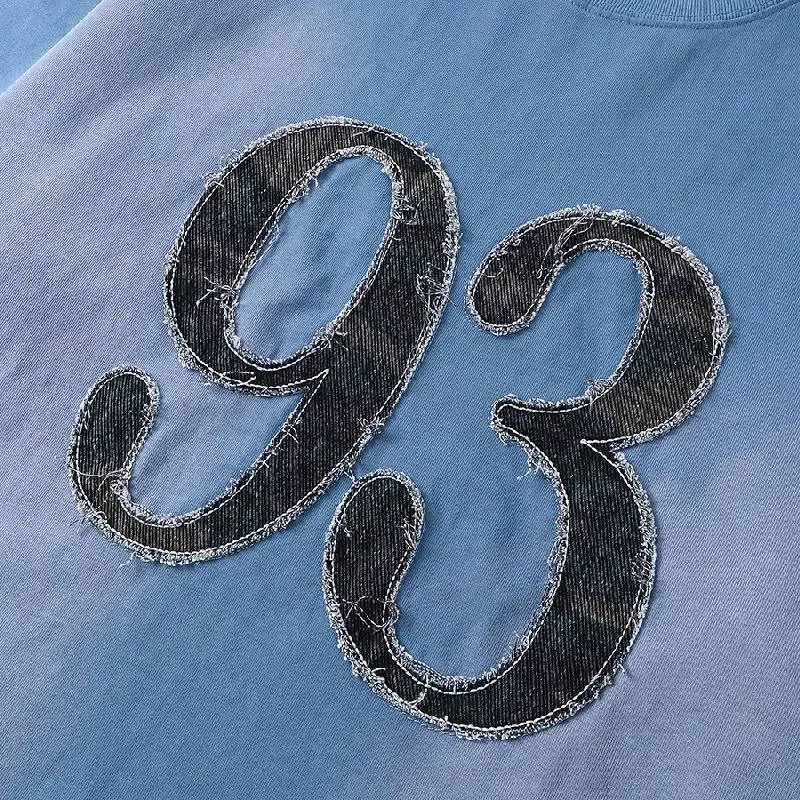 Retro Embroidery Combed Cotton T Shirt-2