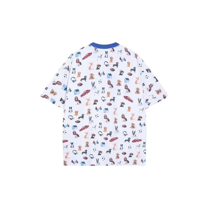 Casual Embroidery Cotton Blended Fabric T Shirt-1