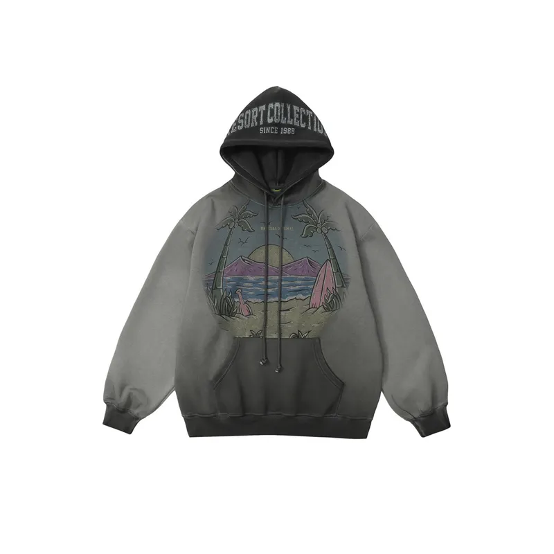 Retro Printing West Coast Holiday Loose Sweatshirt-0