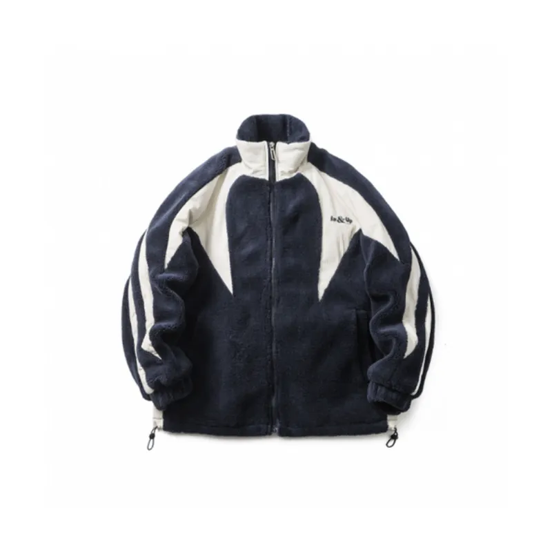 Vintage Lamb Fleece Stitching Warm Thickened Cotton padded Jacket-0
