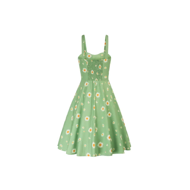 Cute Random Print Cotton Blended Fabric Slip Dress Women-1