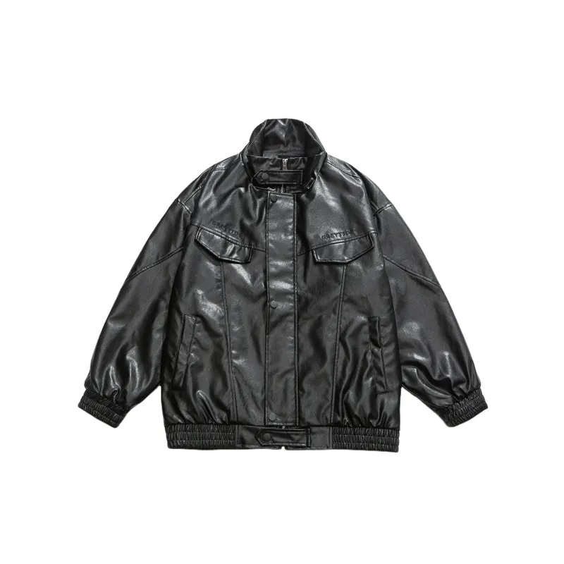 Funky Loose Leather Jacket-3