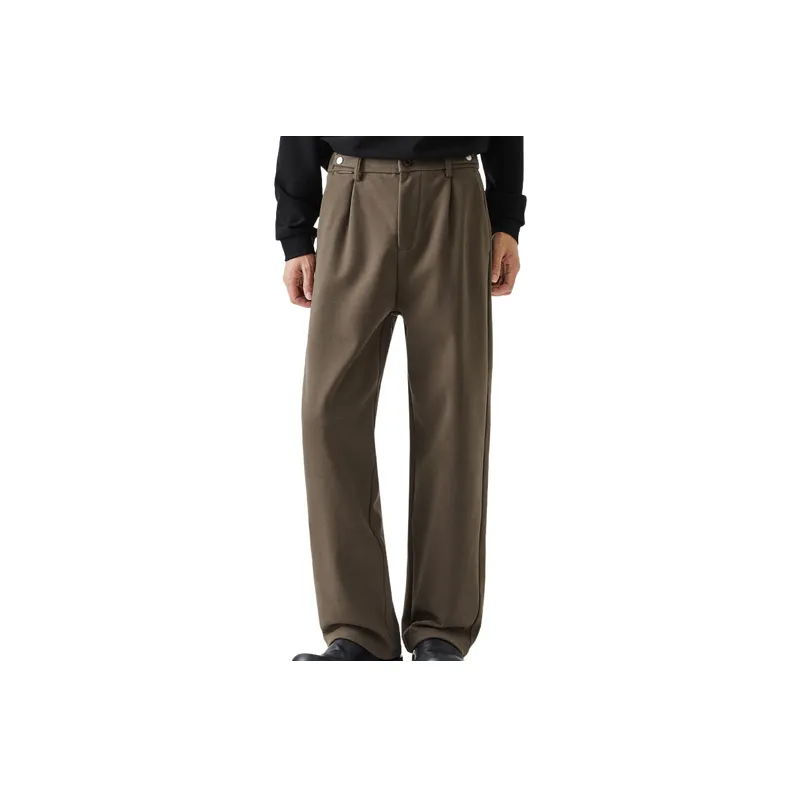 Simple Loose Blended Synthetic Fabrics Casual Pants-4