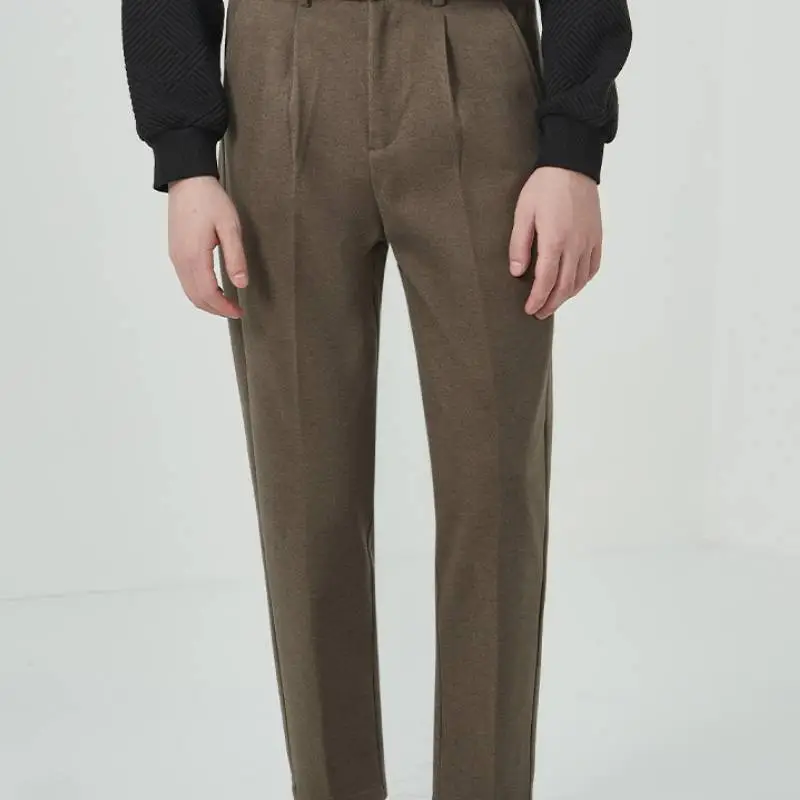 Fashionable Basics Woolen Fabric Casual Pants-4