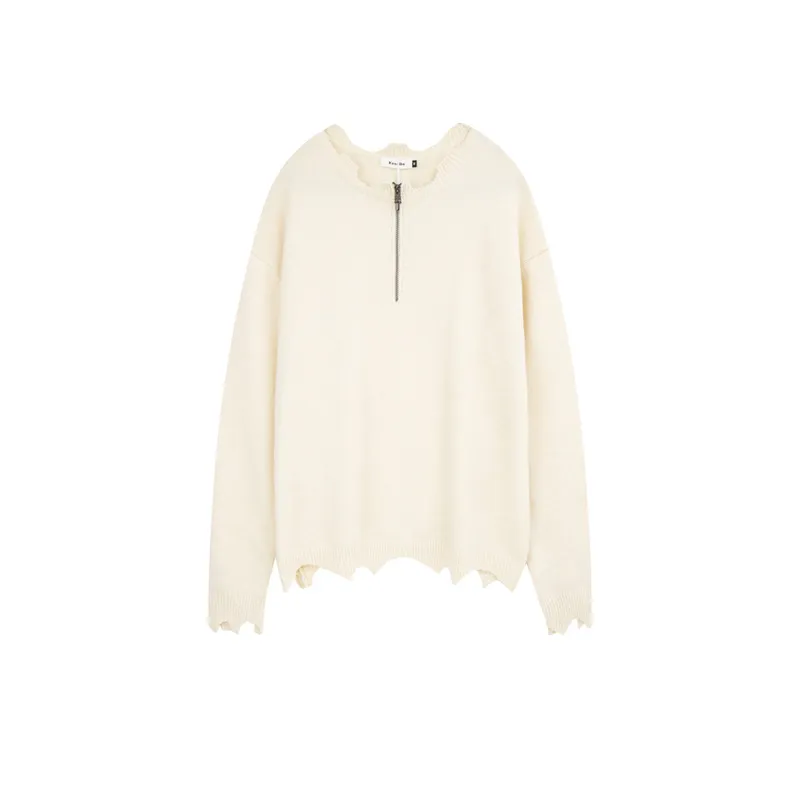 New Arrival Urban Creative Half Zip Knitted Sweater-4