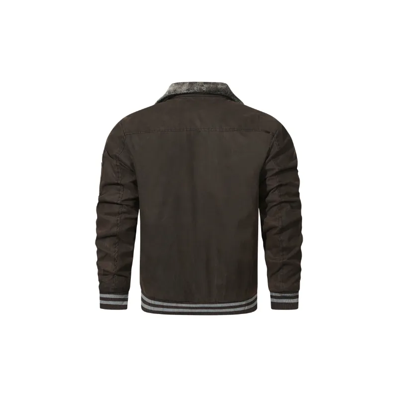 Simple Loose Blended Synthetic Fabrics Jacket-1