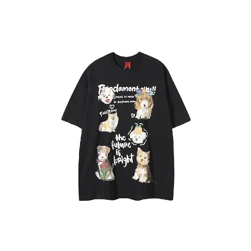 Retro Cute Cotton Blended Fabric T Shirt Unisex-4