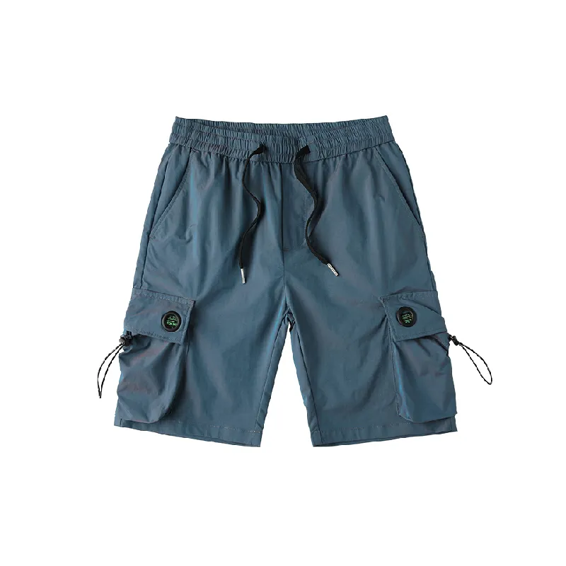 Casual Large Pockets Blended Synthetic Fabrics Cargo Shorts-4