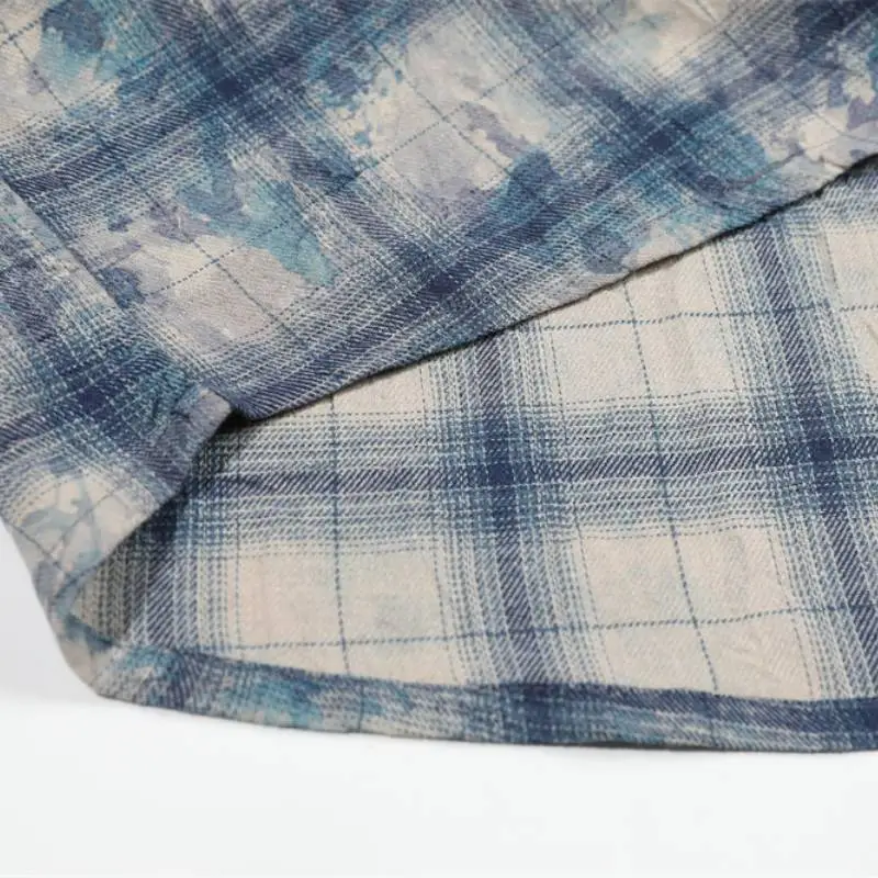 Loose Plaid Cotton Blended Fabric Shirt Unisex-2