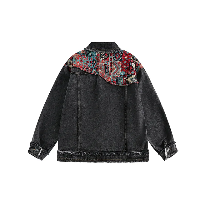 Retro Ethnic Style Fashionable All match Denim Jacket-5