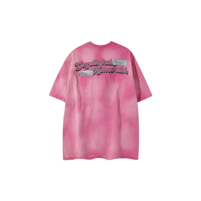 Cartoon Washed Cotton Blended Fabric T Shirt-1