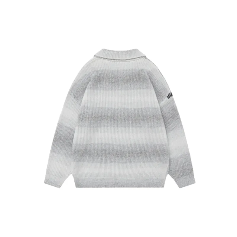 Niche Gradient Striped Loose Pullover Collar Sweater-1