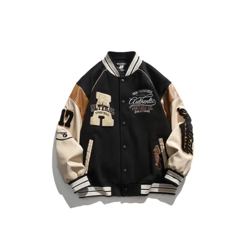 Stitching Creative Letters Embroidered Collar Baseball Jacket