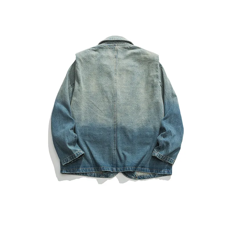 Distressed Shoulder Patch Denim Jacket-1