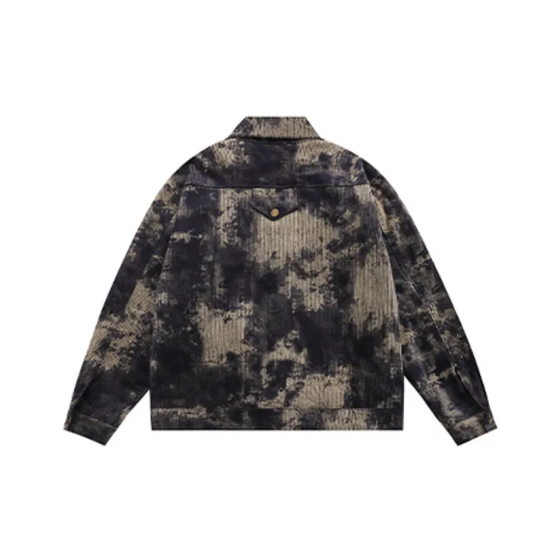 Tie Dye Gradient Retro Corduroy Jacket-4