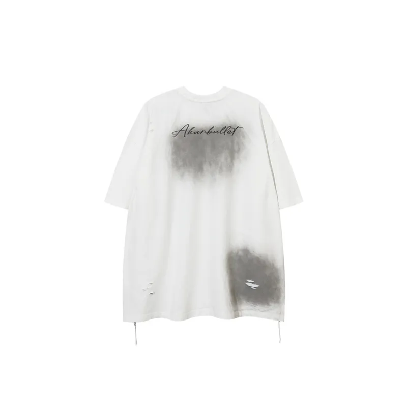 Retro Hip Hop Ink Splashed Print T Shirt-5