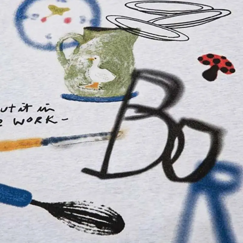 Casual Graffiti Cotton Blended Fabric T Shirt-6