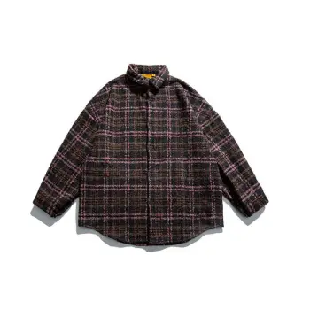 Casual Full Print Plaid Loose Vintage Long Sleeve Lapel Shirt