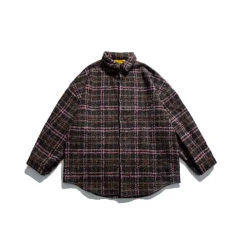 Casual Full Print Plaid Loose Vintage Long Sleeve Lapel Shirt