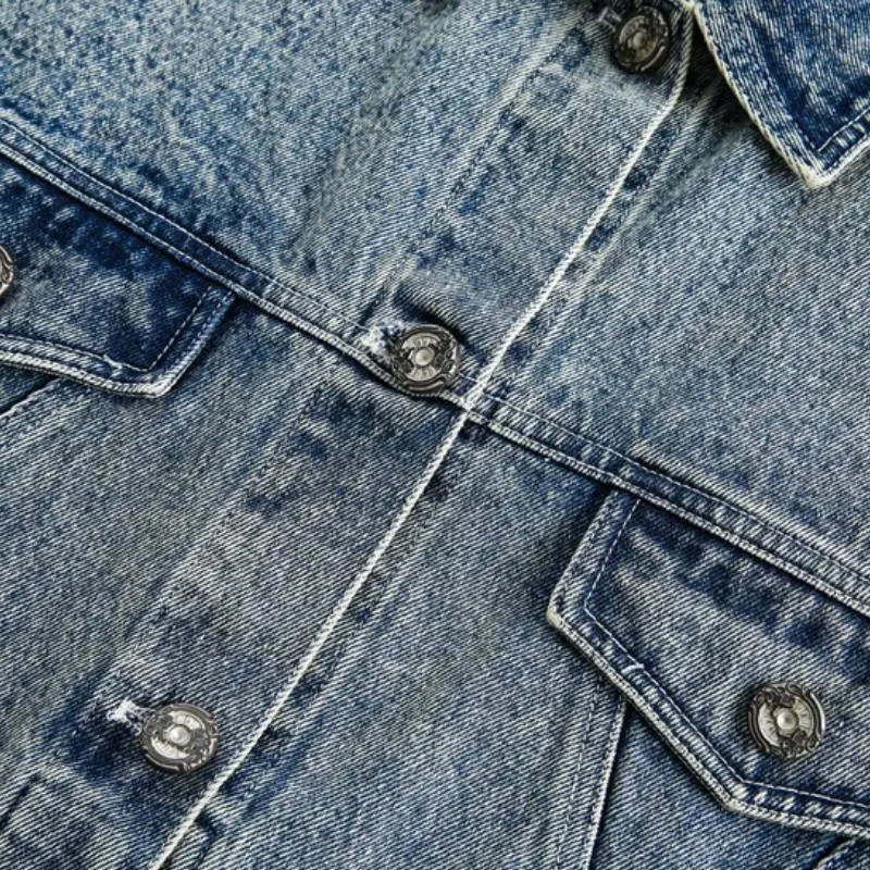 Retro Distress Denim Jacket-4