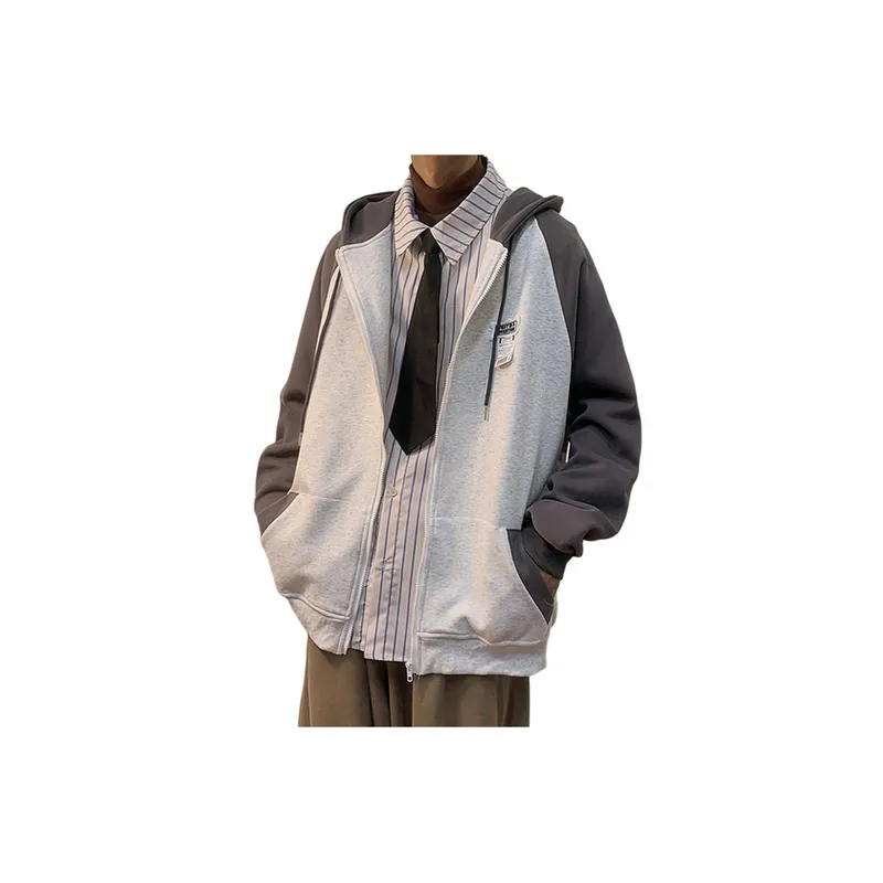 Casual Hooded Jacket with Splicing Design-3