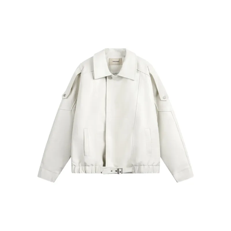 Simple Loose PU Jacket-0