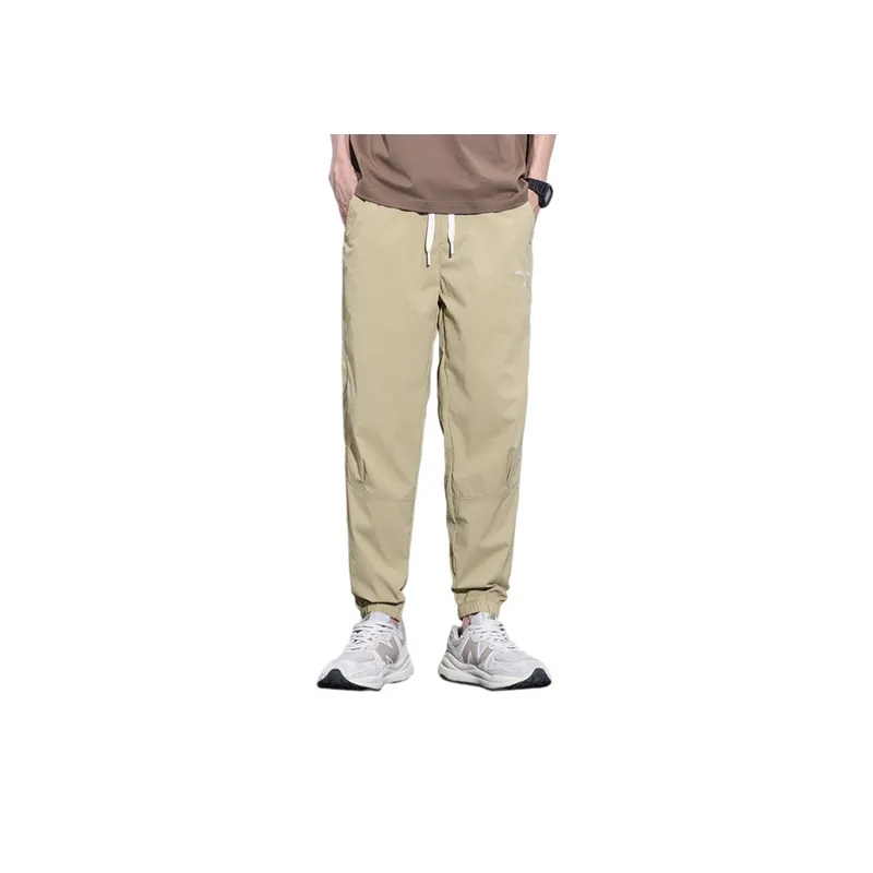 Solid Color Elastic Waist Loose Casual Pants-4
