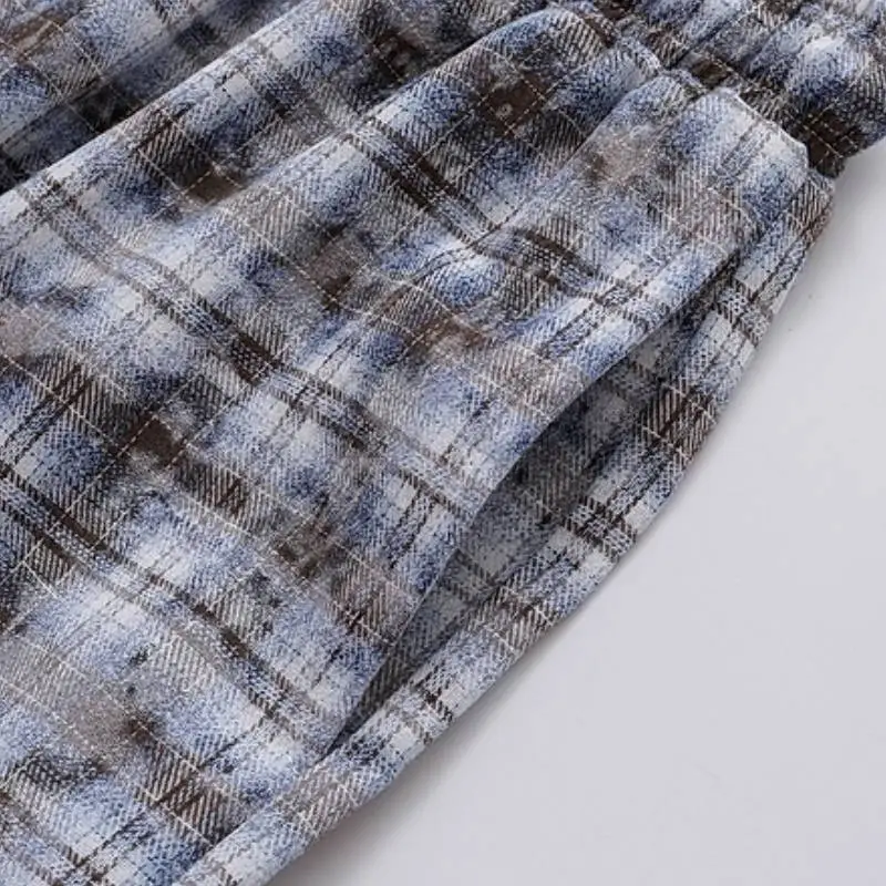 Distress Plaid Casual Pants-2
