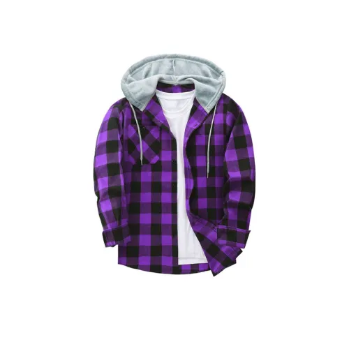 Casual Hooded Plaid Casual Shirt