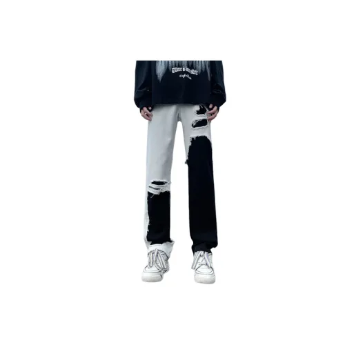 Black and White Stitching Jeans