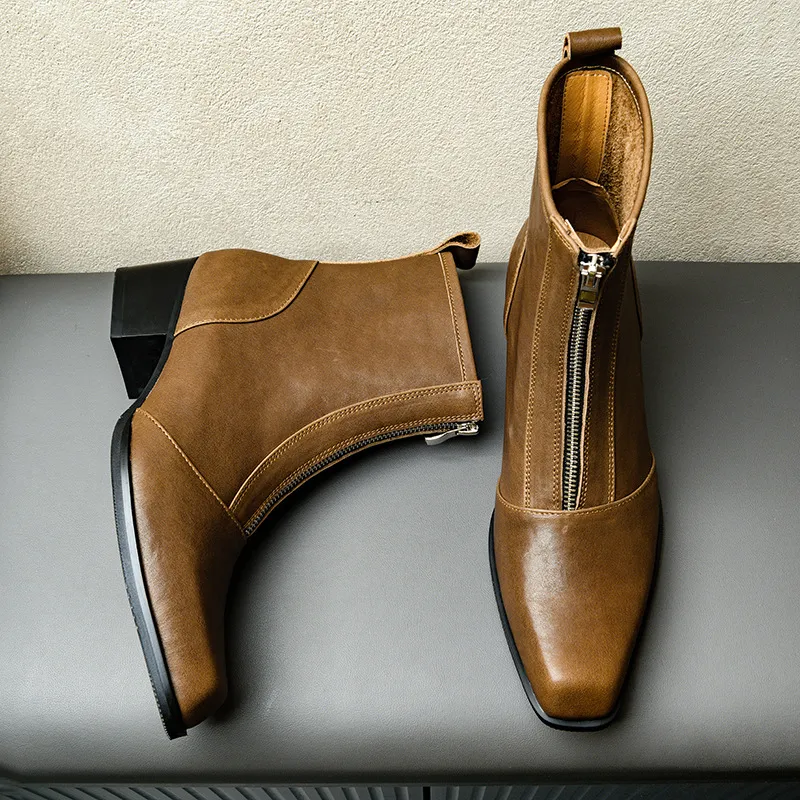 Simple Zipper Ankle Boots-1